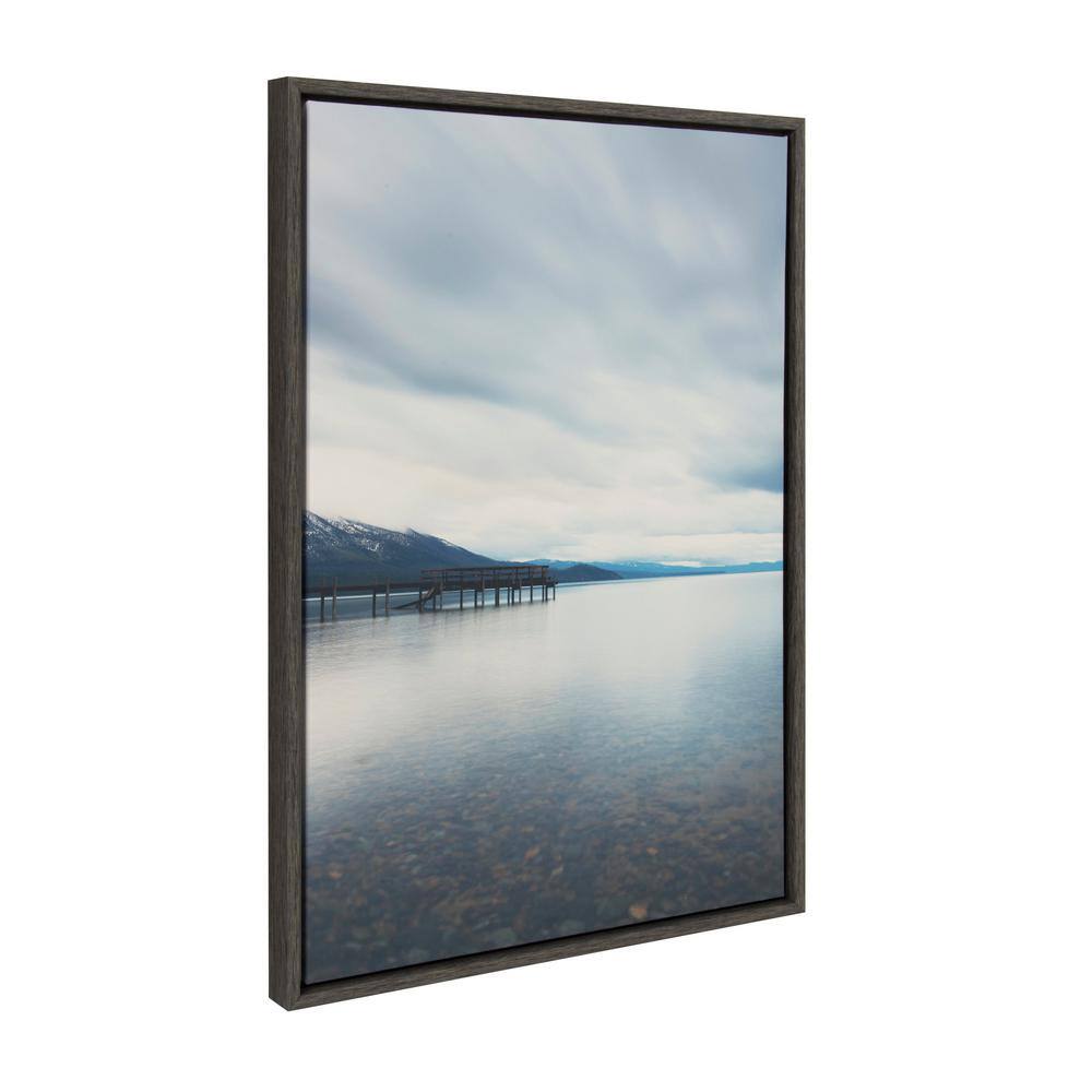 Lake Tahoe Reflections Framed Canvas Wall Art, 23x33, Dark Gray
