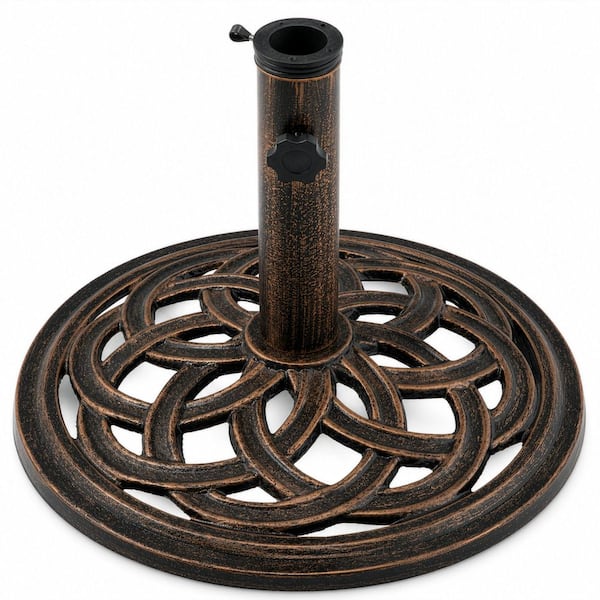 Heavy-Duty 20 Lbs. Cast Iron Round Patio Umbrella Base 13 in. Bronze