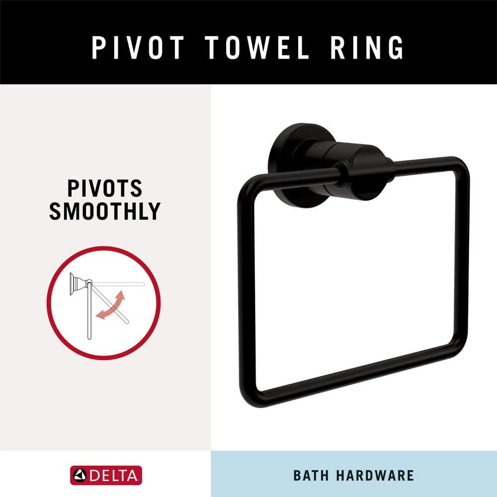 Matte Black Square Wall Mount Towel Ring