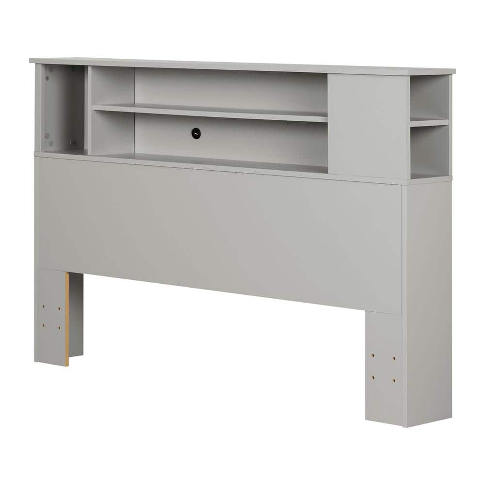 Gray Full Wood Bookcase Headboard with Storage