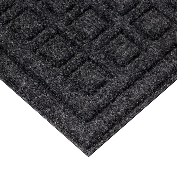 Recycled Black 24 in. x 36 in. Fiber and Rubber Non-Slip Indoor Outdoor Commercial Door Mat