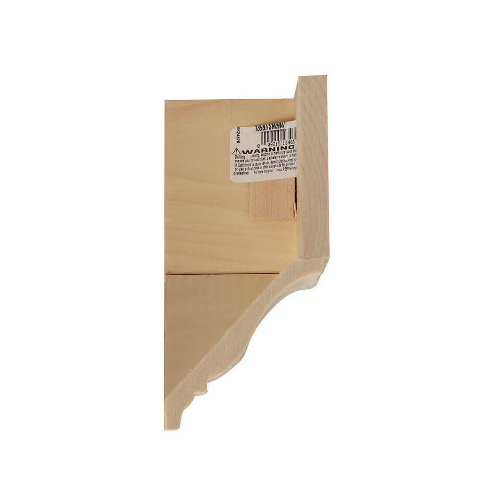 Unfinished White Hardwood Medium Inside Crown Connector Block Moulding