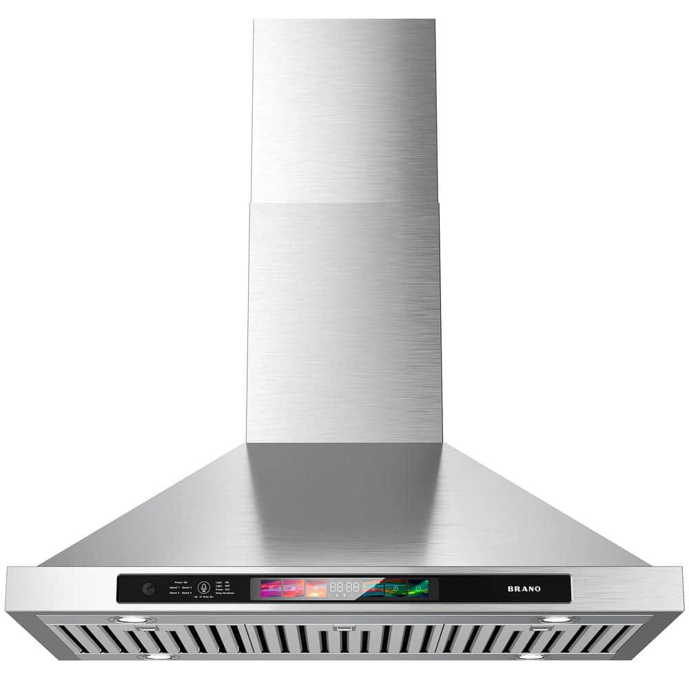 36 in. Wall Mount Ducted Stainless Steel Range Hood 900CFM in Silver with LED Adjustable Lights and 4 Speed Exhaust Fan