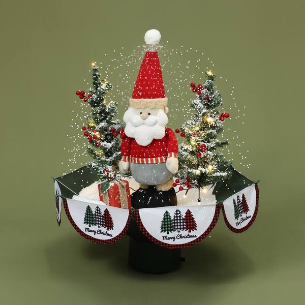 LuxenHome 31.49 in. H Animated Musical Snowing Christmas Trees and