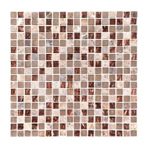 Italian Fossil Foil Brown 11.75 in. x 11.75 in. Square Glass and Marble Wall Mosaic Tile (9.58 sq. ft./Case)