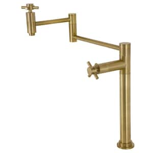 Concord Deck Mount Pot Filler Faucet in Brushed Brass