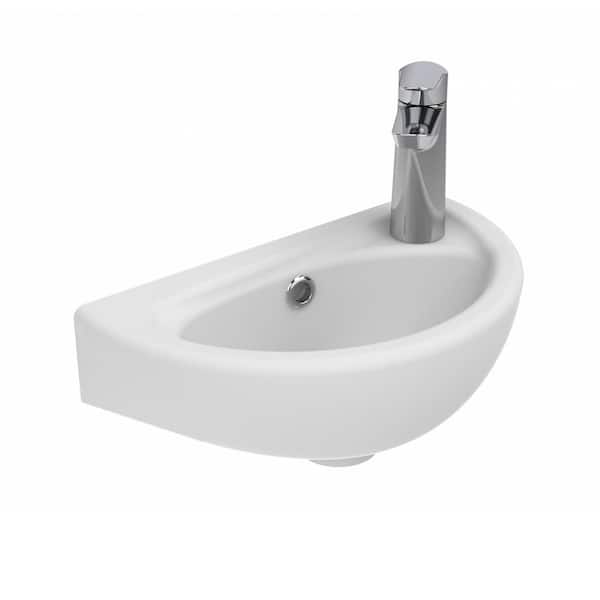 WS Bath Collections Basic 4.5 in Wall Mount Ceramic Bathroom Sink in Glossy White
