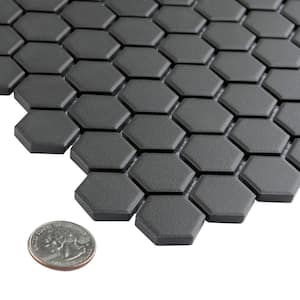 Gotham Hexagon Black 10-1/4 in. x 11-3/4 in. x 5 mm Porcelain Unglazed Mosaic Tile (0.84 sq. ft./Each)