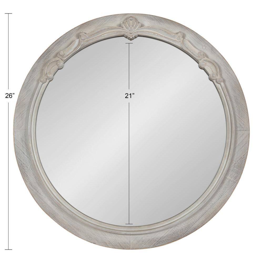 Irelyn 26" Round Gray Wood Wall Mirror