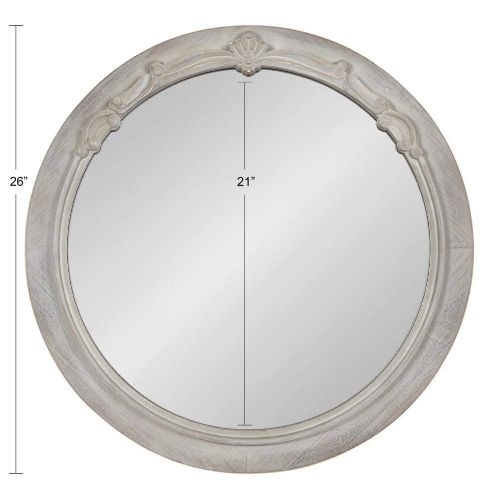 Irelyn 26" Round Gray Wood Wall Mirror