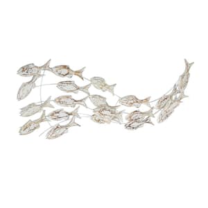 45 in. x  17 in. Wood White Handmade Fish Wall Decor