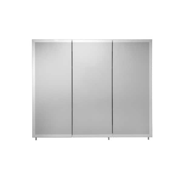 Texoma 36 in. W x 30 in. H Triple Door White Steel Surface Mount Medicine Cabinet with Mirror