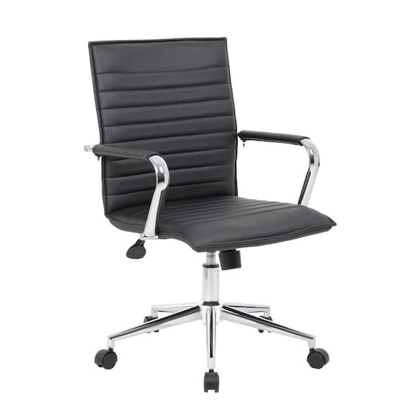 BOSS Office Products Black Contemporary Desk Chair Chrome Arms