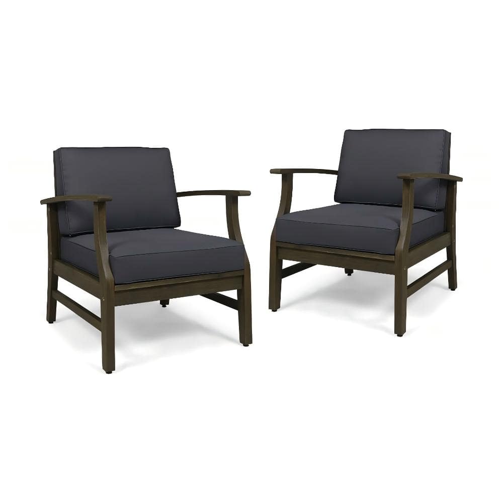 Gray Acacia Wood Outdoor Lounge Chair with Dark Gray Cushion (2-Pack) price history on PriceWatchPro