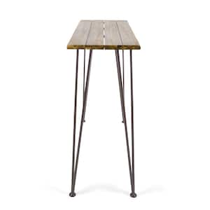 Denali 40 in. Teak Brown Rectangular Metal Outdoor Bistro Table