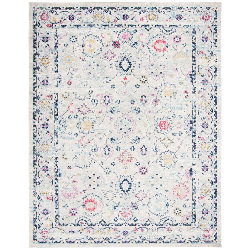 Light Grey and Fuchsia 8' x 10' Hand-knotted Synthetic Rug