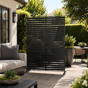 KOZYARD Powder Coated Galvanized Steel Privacy Screen 74 in. H x