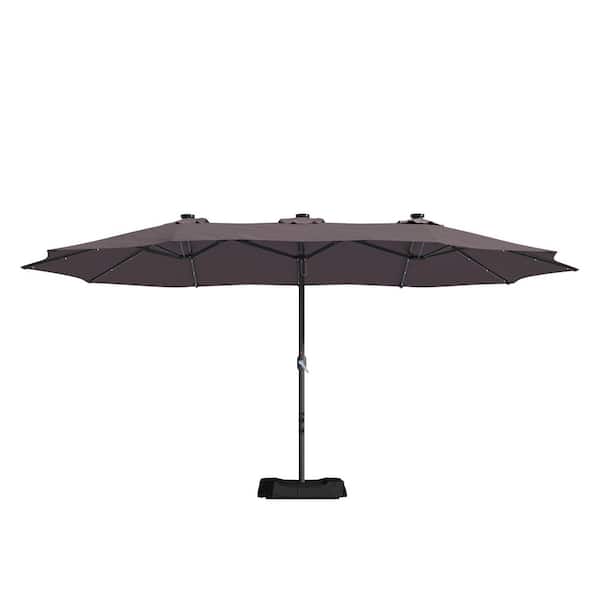15 ft. Steel Patio Double-Side Market Umbrella with Base and