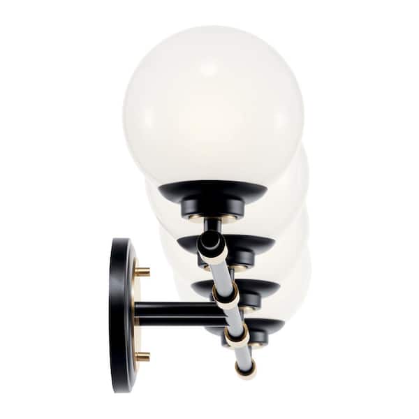 KICHLER Benno 34 in. 4-Light Black and Champagne Bronze Industrial