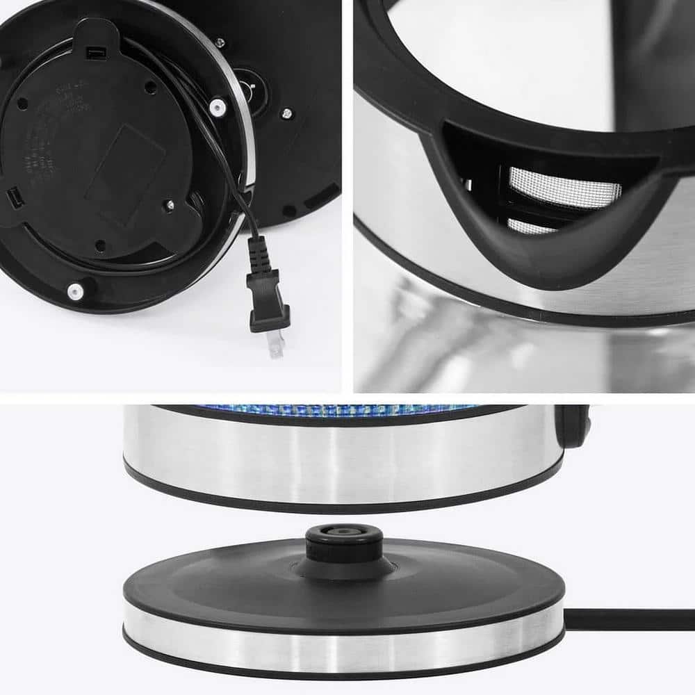 Elite 1.7L Cordless Glass Kettle with Stainless Steel Accents