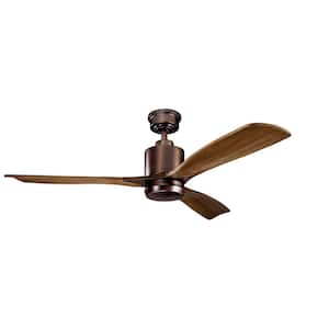 Ridley II 52 in. Indoor Oil Brushed Bronze Downrod Mount Ceiling Fan with Integrated LED with Wall Control Included
