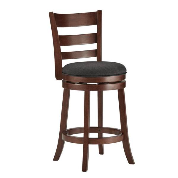 HomeSullivan 24 in. Armistead Cherry Swivel Cushioned Bar Stool