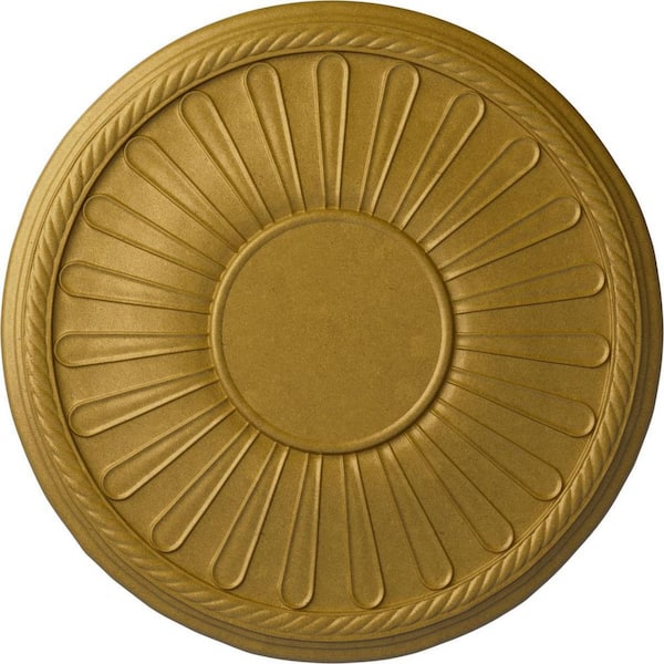 Ekena Millwork 19-7/8 in. x 1-1/4 in. Leandros Urethane Ceiling Medallion (Fits Canopies upto 6-3/8 in.), Pharaohs Gold