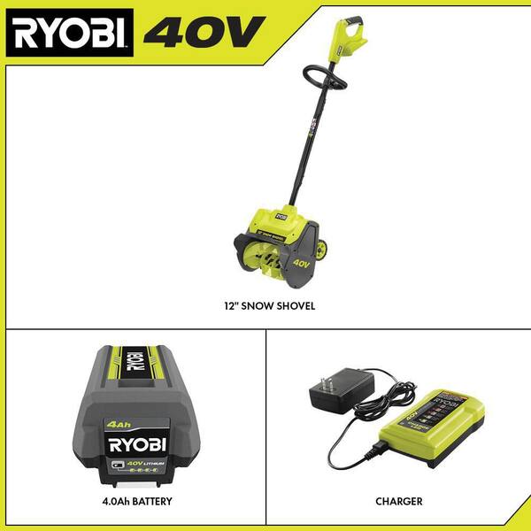 RYOBI 40V HP Brushless 12 Cordless Electric Snow Shovel With Ah Battery