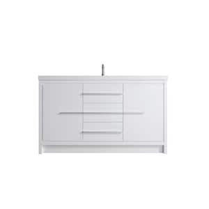 59.25 in. x 19.7 in. D x 41 in. H Single Sink Bath Vanity in White with White Resin Top