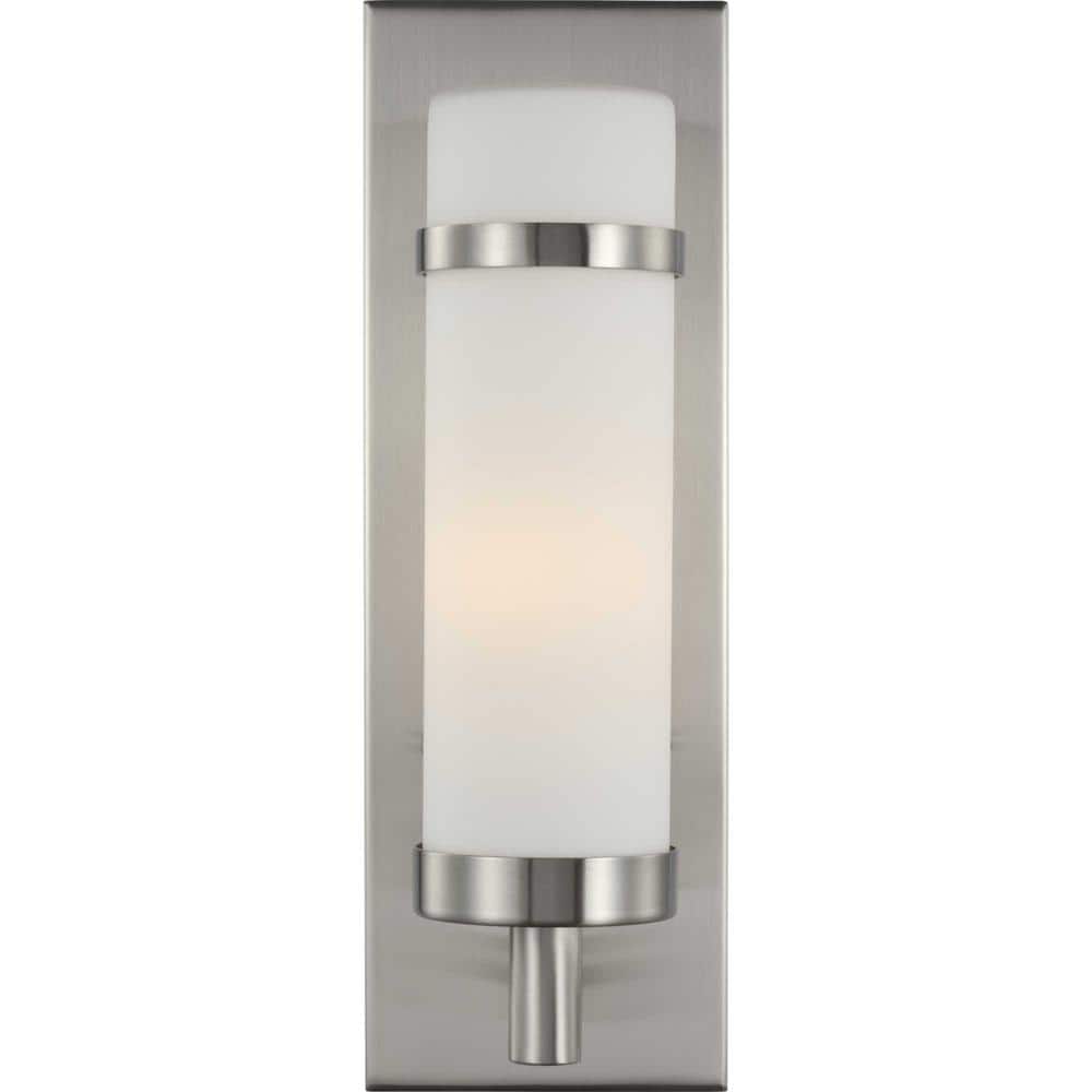 Hartwick Brushed Nickel Wall Sconce with Etched Opal Glass