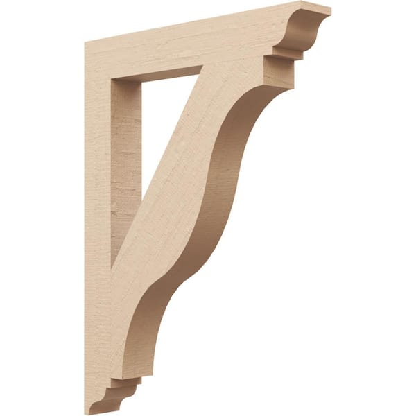 Ekena Millwork 3.5 in. x 32 in. x 24 in. Funston Traditional Rough Cedar Woodgrain Timberthane Polyurethane Bracket, Primed Tan