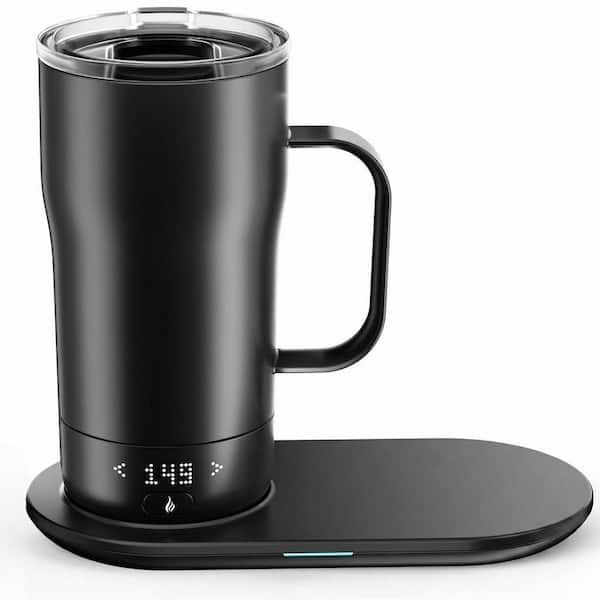 18 oz Dull Black Black Stainless Steel Ceramic Smart Self Heating Temperature Control Coffee Mug 1 Piece