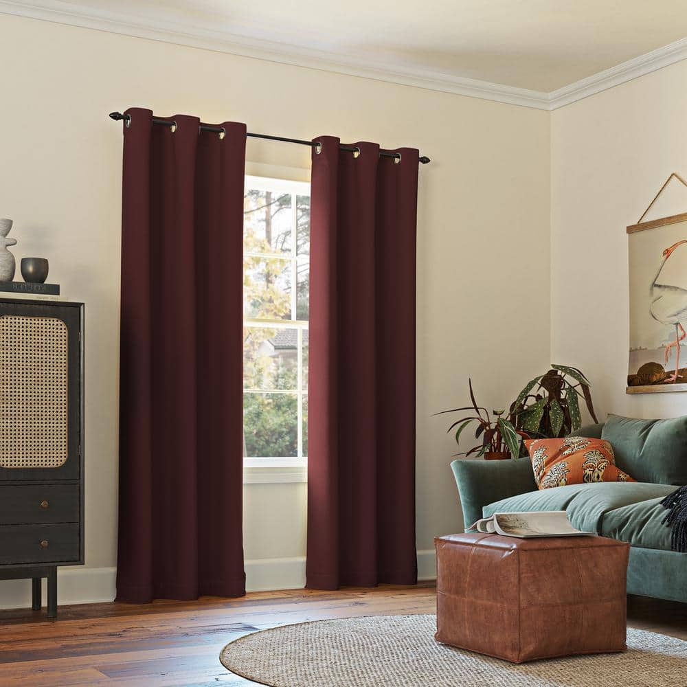 Merlot Red Blackout Grommet Curtain Panel, 40" x 95" Polyester