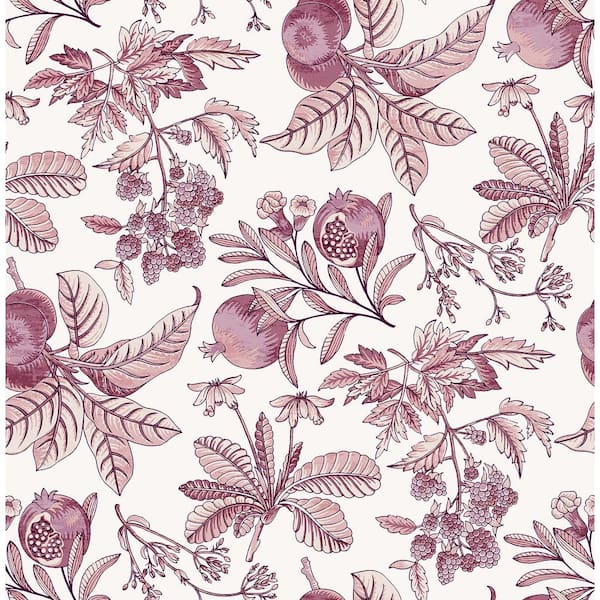 A-Street Prints Cecilia Purple Fruit Matte Non Woven Wallpaper Roll