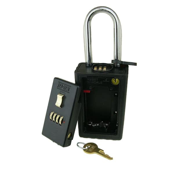 NUSET 4-Number Combination Lockbox Key Storage Lock Box with Combination Locking Shackle