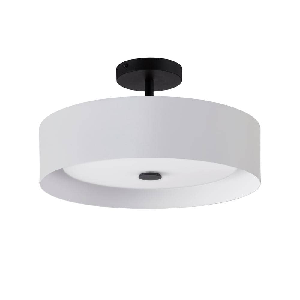 Lynch White and Black 15.75 in. Semi Flush Mount Ceiling Fixture