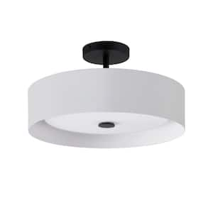 Lynch White and Black 15.75 in. Semi Flush Mount Ceiling Fixture