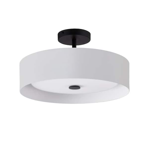 Bromi Design Lynch White and Black 15.75 in. Semi Flush Mount Ceiling Fixture