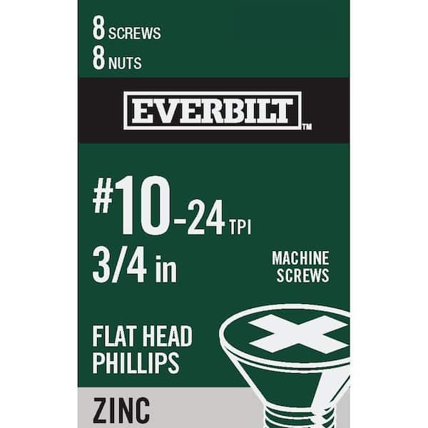 #10-24 x 3/4 in. Zinc Plated Phillips Flat Head Machine Screw (8-Pack)