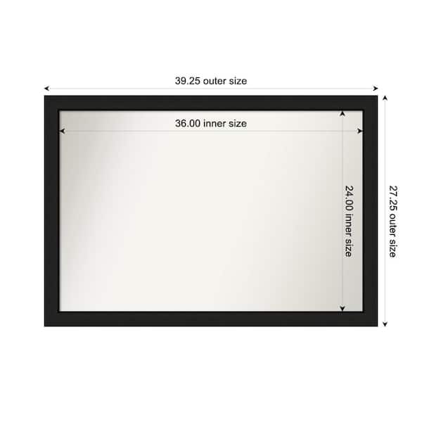 Amanti Art Midnight Black Narrow 39.25 in. x 27.25 in. Custom Non-Beveled Wood FramedBathroom Vanity Wall Mirror