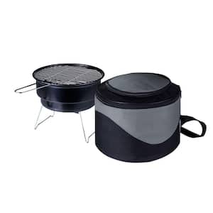 10 in.Caliente Round Portable Cooler/Charcoal Grill in Black