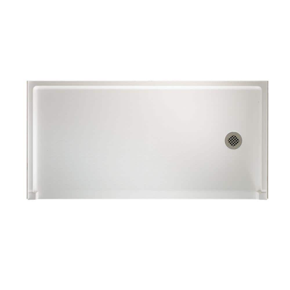 White 30'' x 60'' Rectangular Shower Base with Right Drain