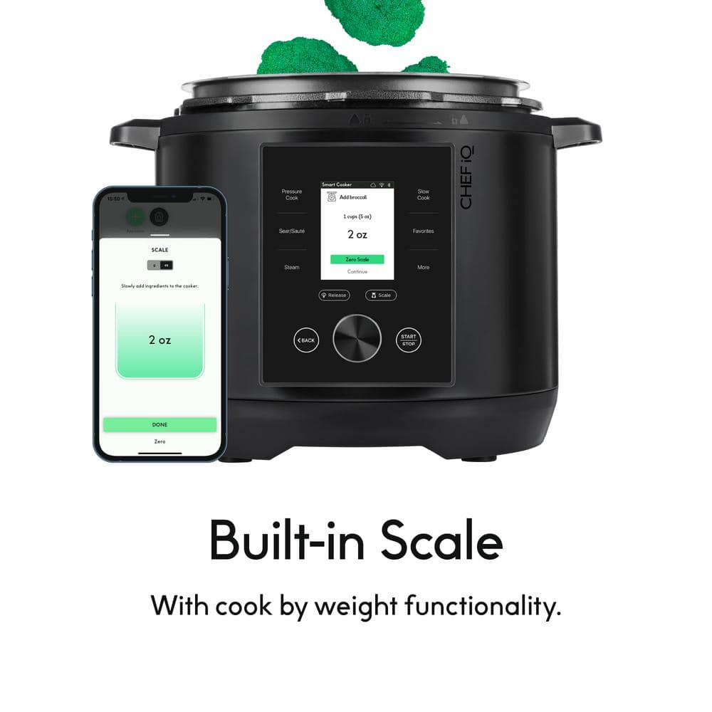 Chef iQ Black 6-Quart Smart Pressure Cooker with Built-in Scale