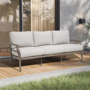 Lamando Aluminum Outdoor Sofa Couch with Light Mixed Gray Cushions