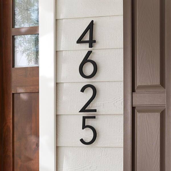 8 in. Matte Black Aluminum Floating or Flat Modern House Number 5