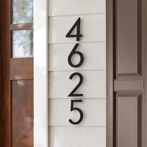 6 in. Matte Black Aluminum Floating or Flat Modern House Number 5