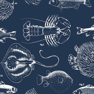 Under The Sea Blue Removable Peel and Stick Wallpaper