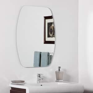Sydney Mini 22 in. W x 28 in. H Oval Beveled Frameless Wall Mount Bathroom Vanity Mirror with Dual Mounting Brackets