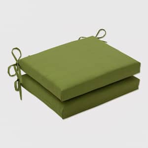 Solid 18.5 in. x 16 in. Outdoor Dining Chair Cushion in Green (Set of 2)