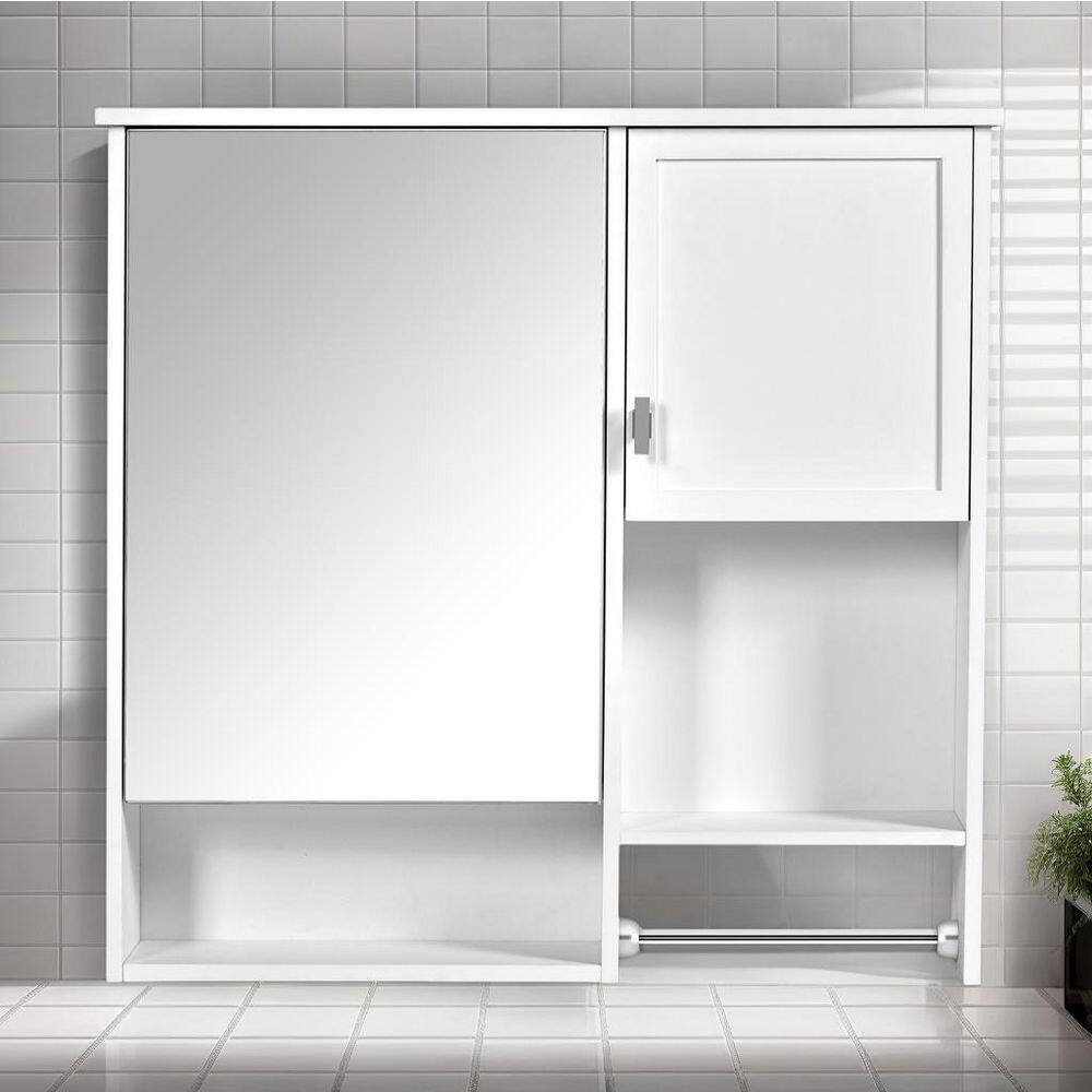 White 7.12 in. W x 28.74 in. H Rectangular Medicine Cabinet with Mirror and Towels Bar price history on PriceWatchPro